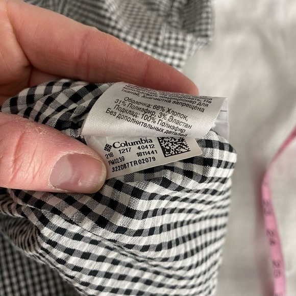Columbia PFG Clemson Tiger Black White Gingham Print Short Sleeve Shirt Size XL - Picture 4 of 7